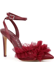 Gianni Bini Mays Ruffle Mesh Ankle Strap Pumps