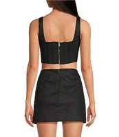 Gianni Bini Michelle Coated Denim Square Neckline Sleeveless Coordinating Corset Top