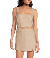 Gianni Bini Michelle Linen Blend Square Neck Sleeveless Coordinating Corset Top