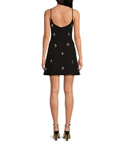 Gianni Bini Mika Crepe Square Neck Sleeveless Jewel A-Line Dress