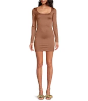 Gianni Bini Mini Icon Knit Scoop Neck Long Sleeve Dress