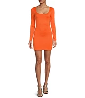 Gianni Bini Mini Icon Knit Scoop Neck Long Sleeve Dress