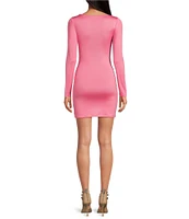 Gianni Bini Mini Icon Knit Scoop Neck Long Sleeve Dress