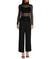 Gianni Bini Misha Mesh Long Sleeve Turtleneck Knit Top