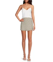 Gianni Bini Natalie Stripe Print Linen Skirt