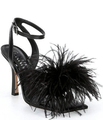 Gianni Bini Neela Feather Square Toe Dress Sandals