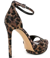 Gianni Bini NessieTwo Leopard Print Rhinestone Platform Dress Sandals