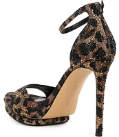 Gianni Bini NessieTwo Leopard Print Rhinestone Platform Dress Sandals