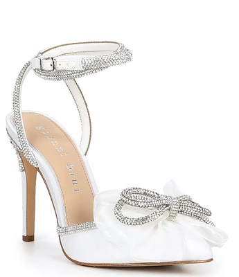 Gianni Bini Niomi Rhinestone Embellished Satin Bow Dress Pumps