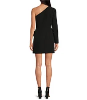 Gianni Bini Valerie One Shoulder Long Sleeve Faux Wrap Tie Side Mini Dress