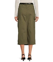 Gianni Bini Paige High Rise Belted Flap Pocket Midi Cargo Skirt