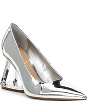 Gianni Bini Pamalaa Mirror Metallic Architectural Wedge Pumps