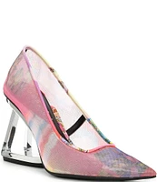 Gianni Bini Pamalaa Printed Mesh Architectural Wedge Pumps