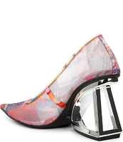 Gianni Bini Pamalaa Printed Mesh Architectural Wedge Pumps