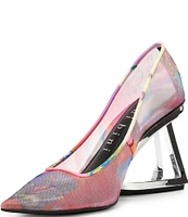 Gianni Bini Pamalaa Printed Mesh Architectural Wedge Pumps