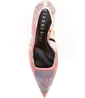 Gianni Bini Pamalaa Printed Mesh Architectural Wedge Pumps