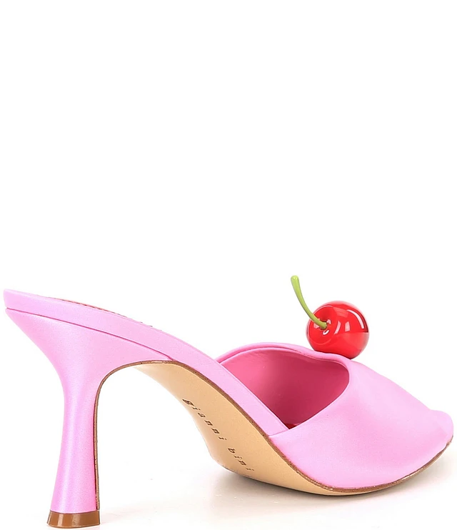 parris satin cherry ornamented dress slide sandals Gianni Bini Parris Cherry Satin Dress Slide Sandals