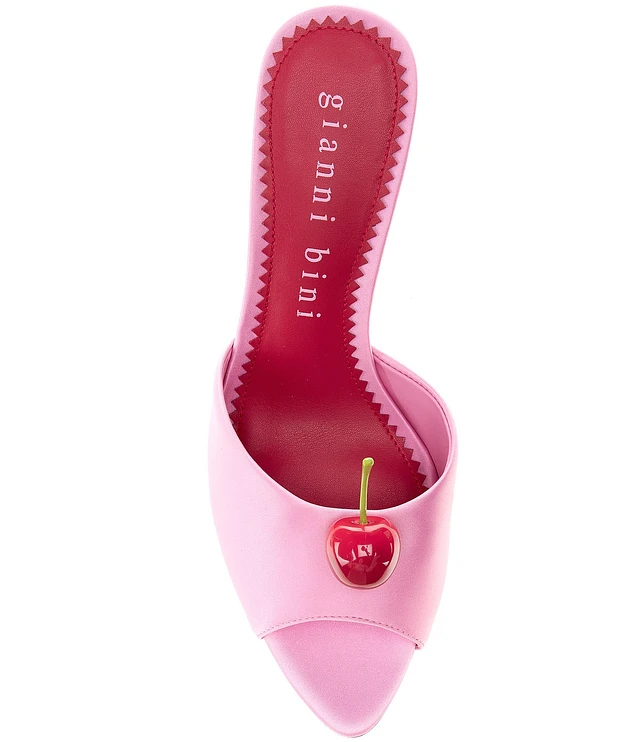 parris satin cherry ornamented dress slide sandals Gianni Bini Parris Cherry Satin Dress Slide Sandals