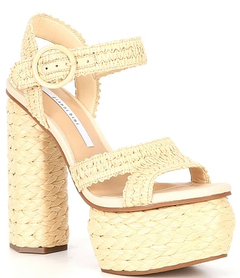 Gianni Bini Pelle Raffia Platform Sandals