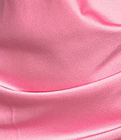 Gianni Bini Peyton Ruched Satin Cowl Halter Neck Sleeveless Open Back Detail Asymmetrical Hem Mini Sheath Dress