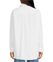Gianni Bini Prep Cotton Blend Point Collar Long Sleeve Button Front Blouse