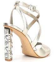 Gianni Bini Randall Leather Strappy Jeweled Heel Dress Sandals