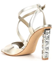 Gianni Bini Randall Leather Strappy Jeweled Heel Dress Sandals