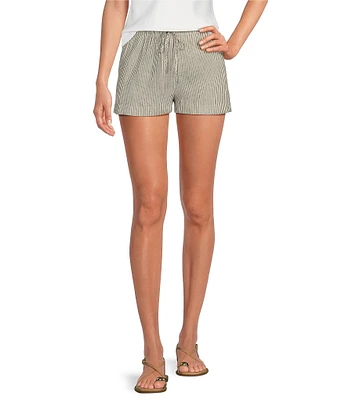 Gianni Bini Renee Stripe Print Linen Drawstring Shorts