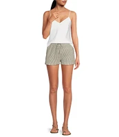 Gianni Bini Renee Stripe Print Linen Drawstring Shorts