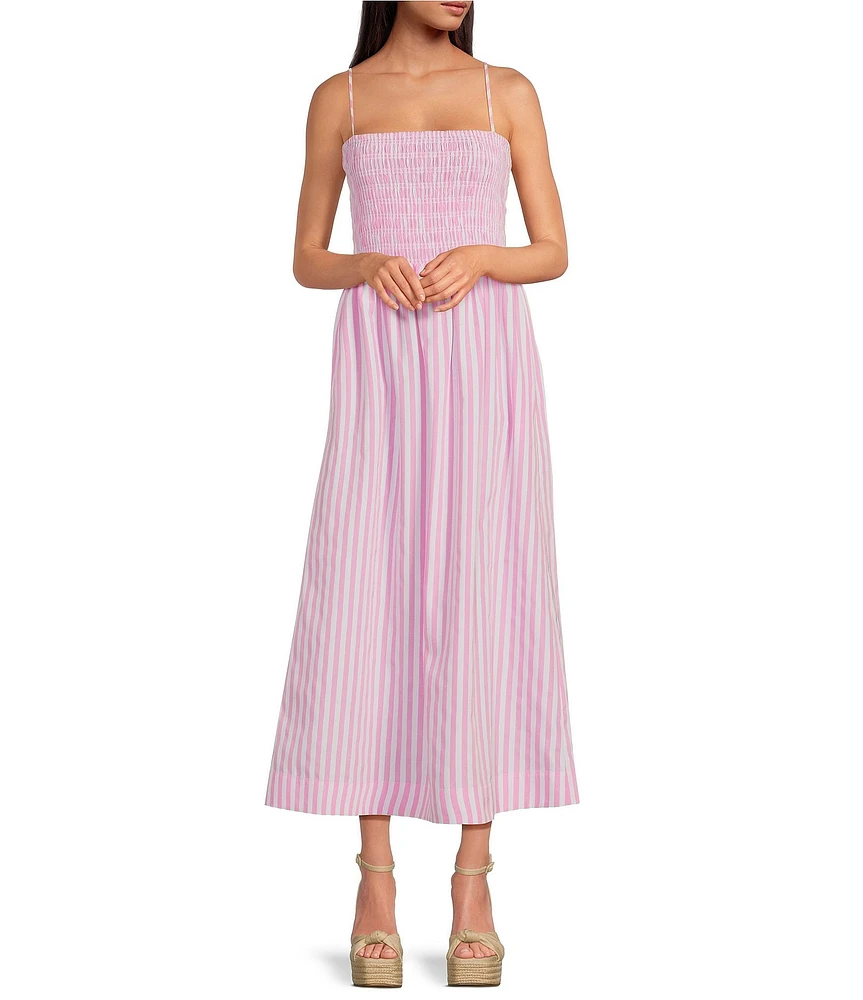 Gianni Bini Renee Stripe Smocked Square Neck Dress