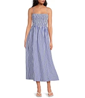 Gianni Bini Renee Stripe Smocked Square Neck Dress