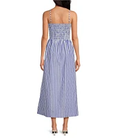 Gianni Bini Renee Stripe Smocked Square Neck Dress