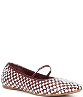 Gianni Bini Rhett Checked Woven Patent Leather Mary Jane Ballerina Flats