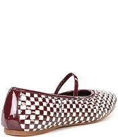 Gianni Bini Rhett Checked Woven Patent Leather Mary Jane Ballerina Flats