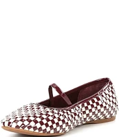 Gianni Bini Rhett Checked Woven Patent Leather Mary Jane Ballerina Flats