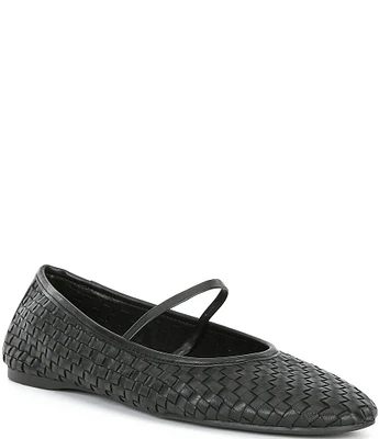 Gianni Bini Rhett Woven Leather Mary Jane Ballerina Flats