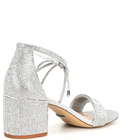 Gianni Bini RhiaannTwo Rhinestone Ankle Tie Block Heel Dress Sandals