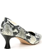 Gianni Bini RinnaTwo Snake Print Leather Pointed Toe Kitten Heel Pumps