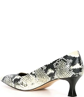 Gianni Bini RinnaTwo Snake Print Leather Pointed Toe Kitten Heel Pumps