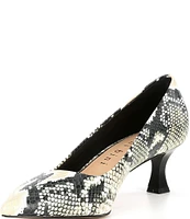 Gianni Bini RinnaTwo Snake Print Leather Pointed Toe Kitten Heel Pumps