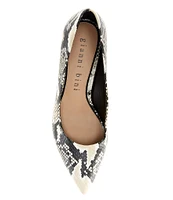 Gianni Bini RinnaTwo Snake Print Leather Pointed Toe Kitten Heel Pumps