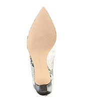 Gianni Bini RinnaTwo Snake Print Leather Pointed Toe Kitten Heel Pumps