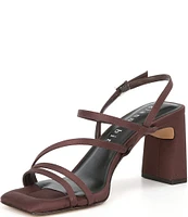 Gianni Bini Rosie Matte Satin Strappy Block Heel Sandals