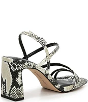 Gianni Bini Rosie Snake Print Leather Strappy Block Heel Dress Sandals