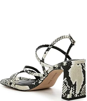 Gianni Bini Rosie Snake Print Leather Strappy Block Heel Dress Sandals