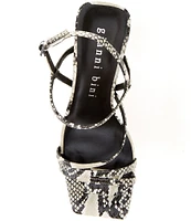 Gianni Bini Rosie Snake Print Leather Strappy Block Heel Dress Sandals