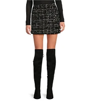 Gianni Bini Roux Tweed High Rise Mini Skirt