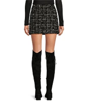 Gianni Bini Roux Tweed High Rise Mini Skirt