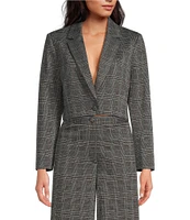 Gianni Bini Sadie Glen Plaid Cropped Notch Lapel Long Sleeve Coordinating Blazer