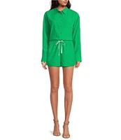 Gianni Bini Sam Poplin Flat Front Coordinating Drawstring Short